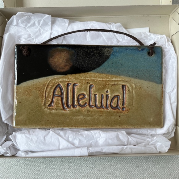 Hand-made ceramic wall-hanging, 8 x 4.5 in. - Picture 2 of 12